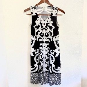 Soma Lounge Dress house casual night Slinky Tank White Black geometric S